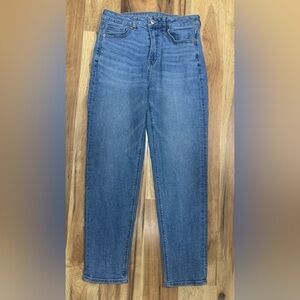 American Eagle Mid Rise Mom Jean Womens 4 Medium Wash Denim Straight Stretch
